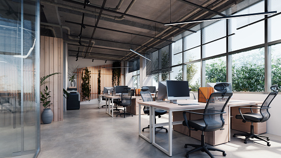 modern office interior, 3d rendering